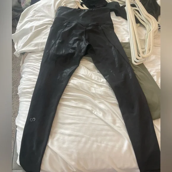 High-waisted black with shimmer leggings. Can dress up or down. - Picture 2 of 3